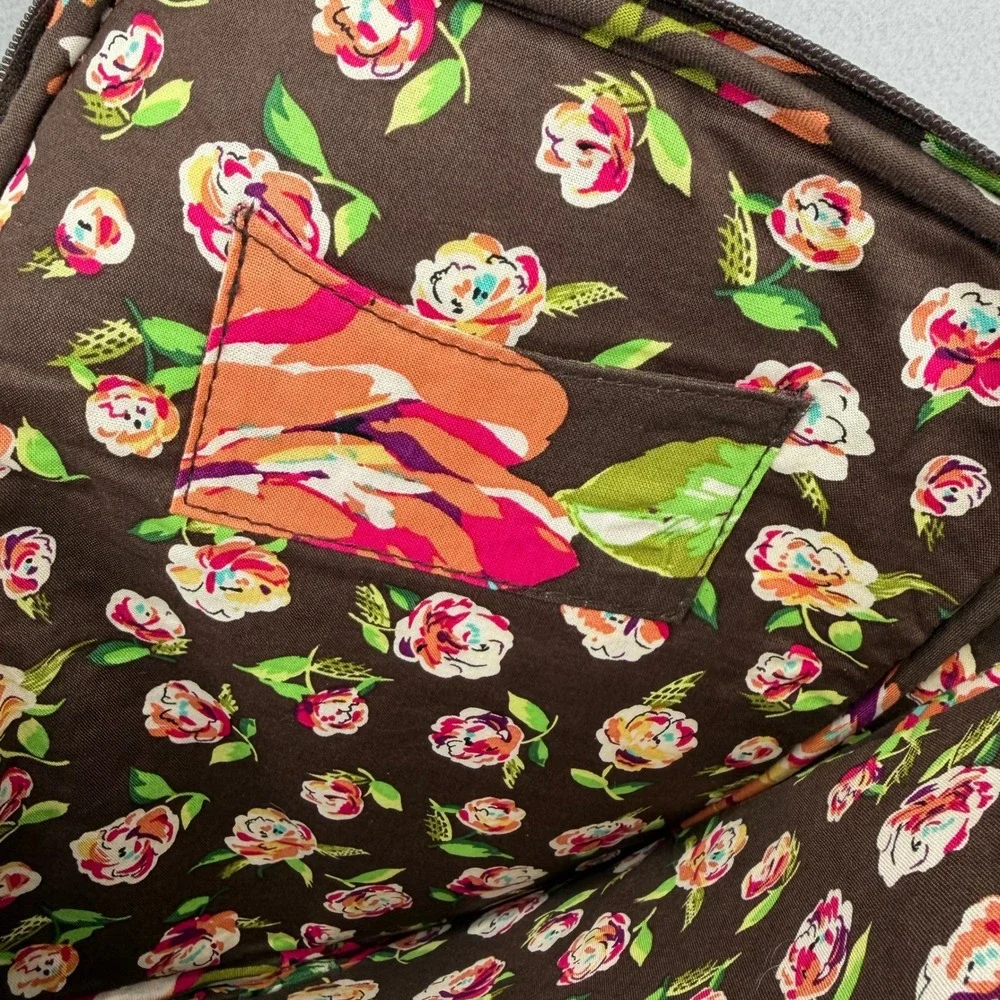 Vera‎ Bradley Mocha Rouge Quilted Floral Tablet Laptop Tech Sleeve Case Brown